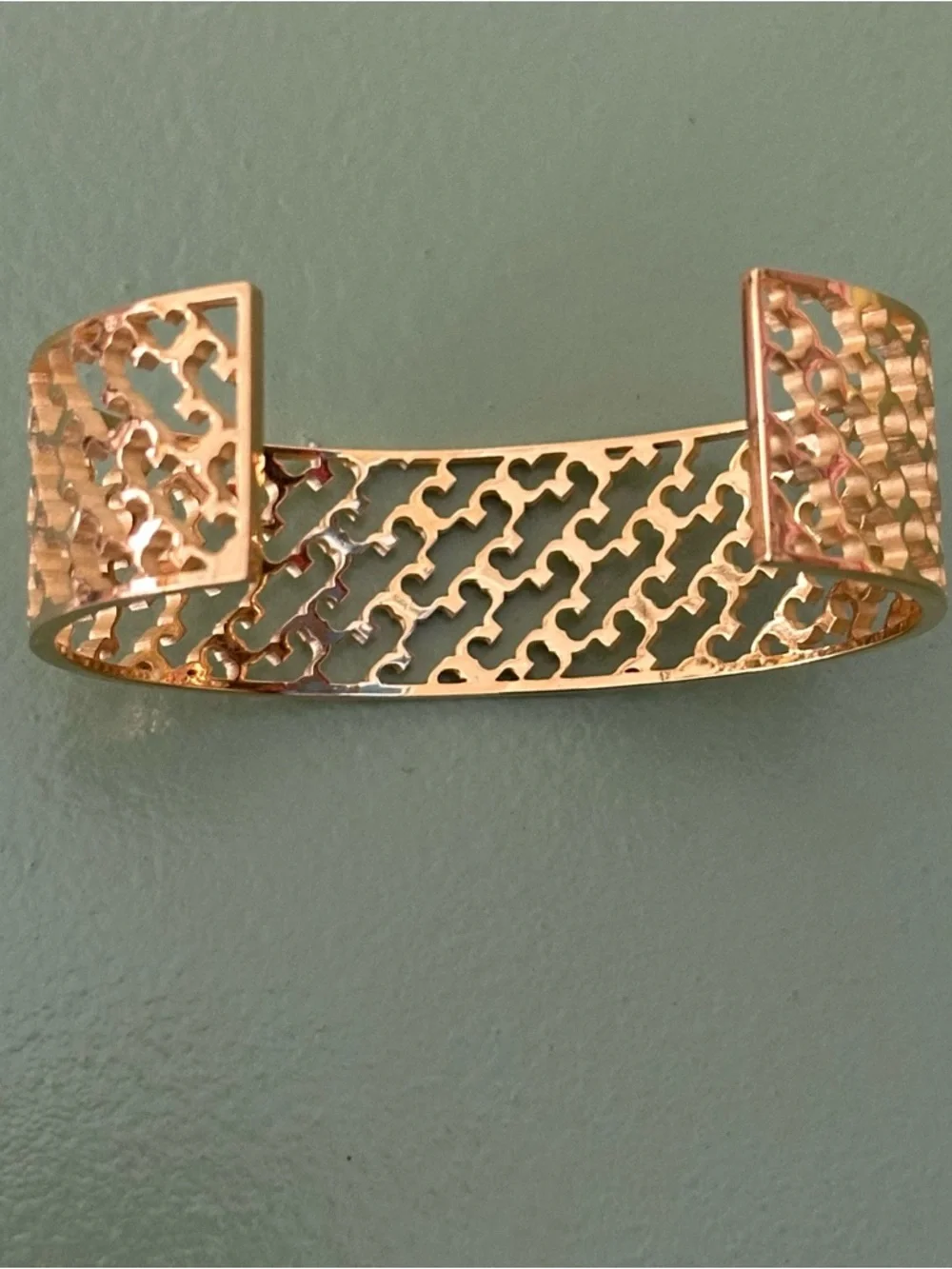 Tory Burch Gold Plated Statement Logo T Wide Cuff Bracelet NWOT